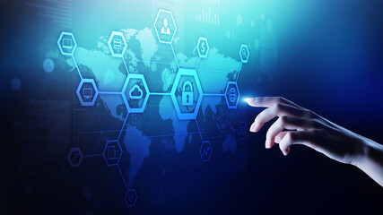 Cyber security, Information privacy, Data protection. Internet and technology concept on virtual screen.