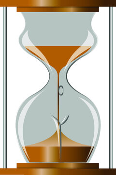 Hourglass in the shape of a female body. Sand is pouring. Concept: aging, menopause, menopause, female age-related diseases.