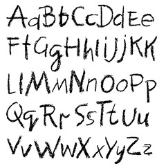 Handwritten vector pensil alphabet. Soft pensil texture. Modern hand drawn alphabet. Isolated letters.