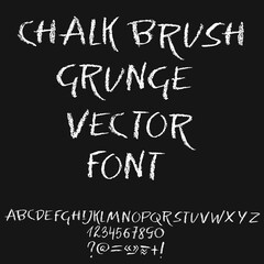 Handwritten vector chalked alphabet. Imitation texture of chalk. Modern hand drawn font. Vector illustration.