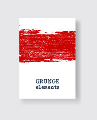 Red grunge brush stroke on white background. Minimalistic style.