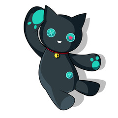 Big black cat doll. vector illustration