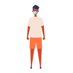 Vector flat illustration of man wearing a surgical mask.