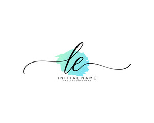 L E Initial handwriting logo vector
