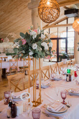 decor at a wedding party in a restaurant