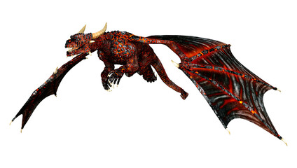 3D Rendering Fairy Tale Dragon on White