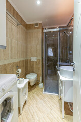Interior of a bathroom in hotel apartment building
