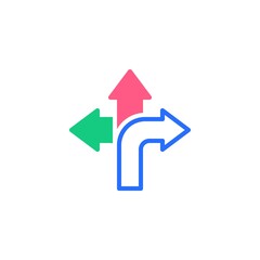 Direction Arrows flat icon, vector sign, navigation arrow pointer colorful pictogram isolated on white. Symbol, logo illustration. Flat style design