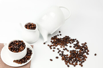 Close-up on the cup of coffee beans.