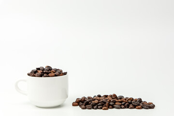 Close-up on the cup of coffee beans.