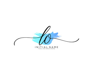 L O Initial handwriting logo vector