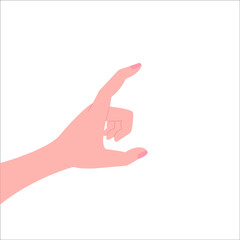 Hand with spread fingers, thumb and forefinger, gesture isolated on a white background. Vector illustration, flat cartoon design, eps 10.
