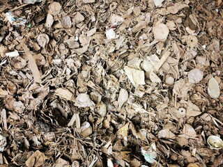 Canned scraps collected for sorting and prepared for sale for processing.