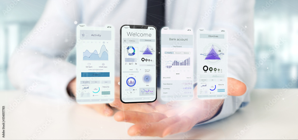 Poster application interface ui on a smartphone - 3d rendering