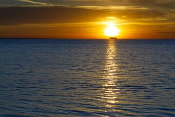 Sunset over the baltic sea. Beautiful sunset at Finland gulf.