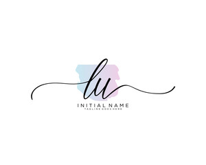 L U Initial handwriting logo vector