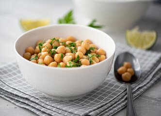 boiled chickpeas with herbs and olive oil