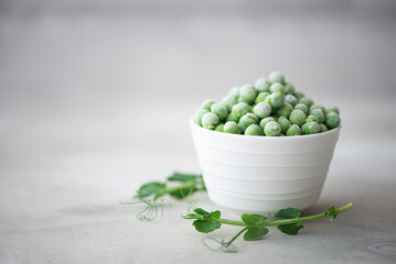 frozen young green peas with greens and pea pods