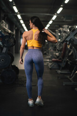 Fototapeta na wymiar Beautiful woman on training. Young woman in the gym. 