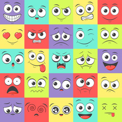 Seamless pattern with emoticons with different mood