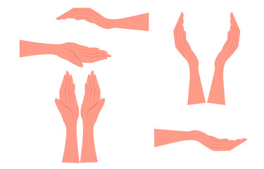 Hands hold, support, carry, vector illustration, eps 10. Concept: people protecting all the most valuable, nature, health, love. Carry in your hands something important, valuable, protect, protect.