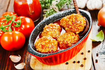 Meatballs with rice