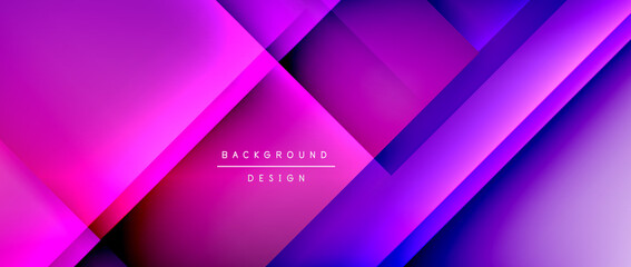 Square shapes composition, fluid gradient geometric abstract background. 3D shadow effects, modern design template