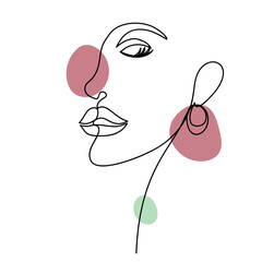 Floral and women line arts vector. Minimalist modern line art Flower with female face and abstract shape background for print, beauty and fashion. vector illustration.