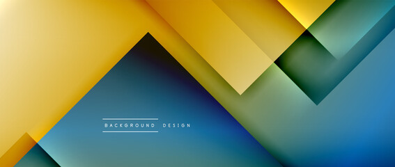 Square shapes composition, fluid gradient geometric abstract background. 3D shadow effects, modern design template