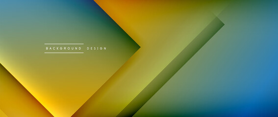 Fototapeta premium Square shapes composition, fluid gradient geometric abstract background. 3D shadow effects, modern design template