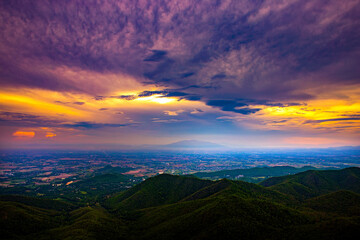Aerial view city in sunset at Chiang mai city , Thailand