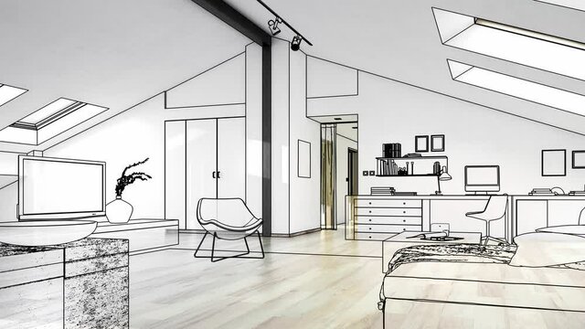 Refurbished Attic Apartment - loopable 3d visualization