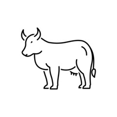 Black line icon for cow

