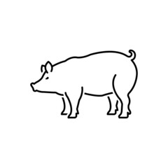 Black line icon for pig
