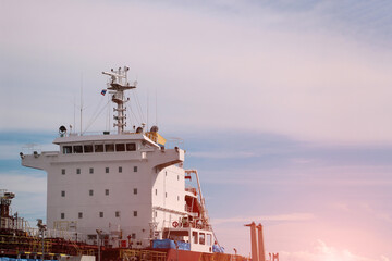 Navigational equipment on Accommodation deck and  bridge deck, mast radio during oil tanker ship...