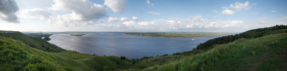 Fototapeta na wymiar Panorama of beautiful summer landscape with river