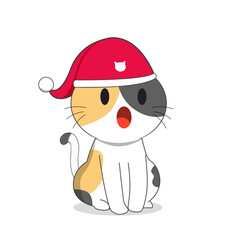 little cat wearing a christmas hat