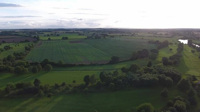 Aerial View Of An English Gold Course And Countryside