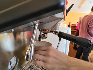making coffee on a coffee machine