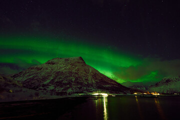 Northern Lights over Hammerstad Camping near Svolvaer in the Lofoten Islands