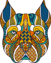 Colorful head of dog vector illustration, design by Global Stock Image Dot Com