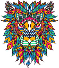Colorful head of lion vector illustration, design by Global Stock Image Dot Com