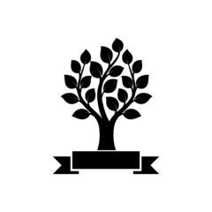 Tree with banner logo Isolated on white background