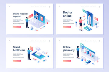 Set of contemporary banners for online medical services