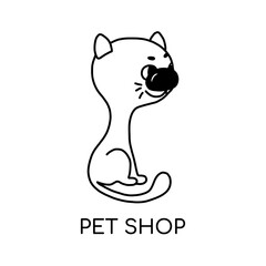 Vector linear illustration of funny cat. Logo design template. abstract concept for a pet store or veterinary clinic.for advertising materials,icons on the site.isolated on white background