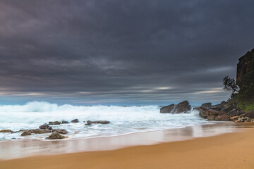 Moody Seascape with Large and Powerful Surf