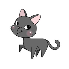 Funny and cute cartoon cat. Vector Illustration
