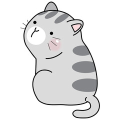 Funny and cute cartoon cat. Vector Illustration