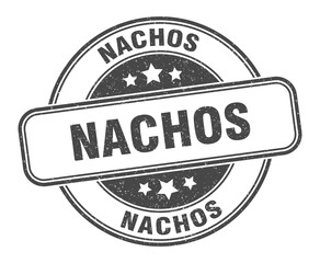 nachos stamp. nachos round grunge sign. label
