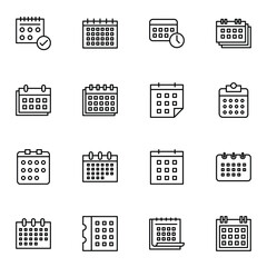 Calendar, date and schedule icon set. Simple calendar and reminder outline icon sign concept. vector illustration. 